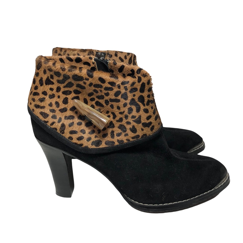 Donald‎ J Pliner Antonia Women's Ankle Boots Cheetah Black Suede 8.5 EUC